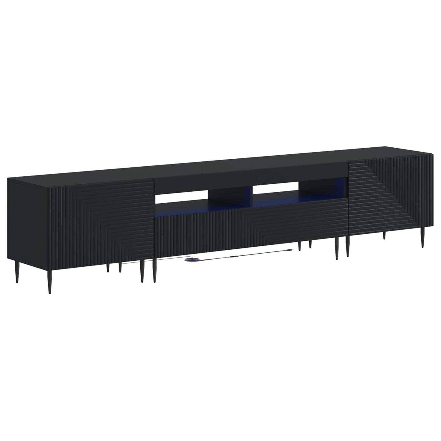 vidaXL 3 Piece LED TV Cabinet Black Engineered Wood