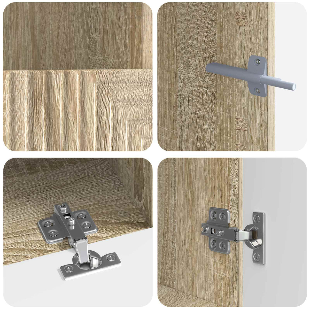 vidaXL 3 Piece LED TV Cabinet Sonoma Oak Engineered Wood
