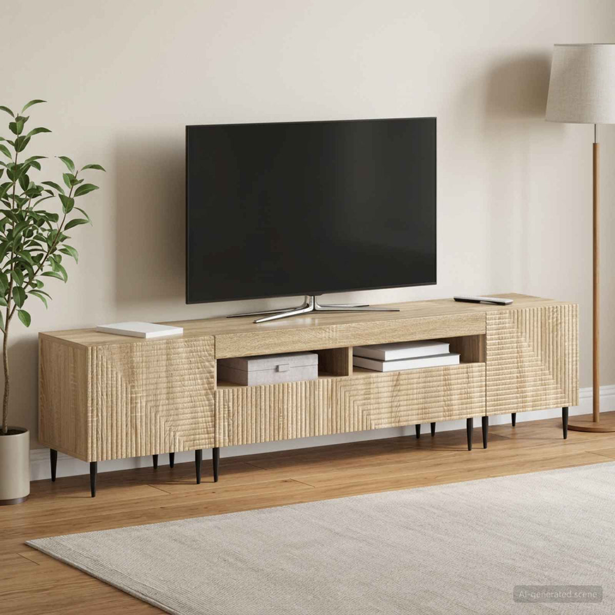 vidaXL 3 Piece LED TV Cabinet Sonoma Oak Engineered Wood