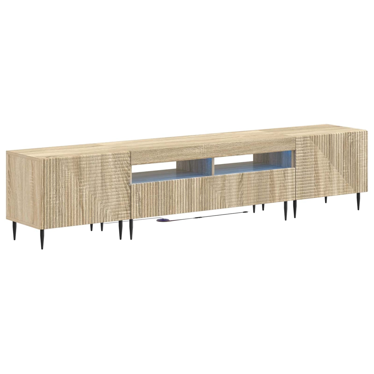vidaXL 3 Piece LED TV Cabinet Sonoma Oak Engineered Wood