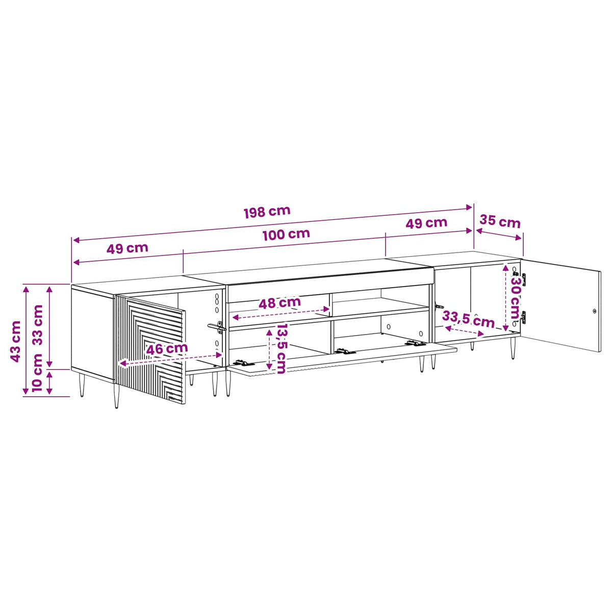 vidaXL 3 Piece LED TV Cabinet Sonoma Oak Engineered Wood