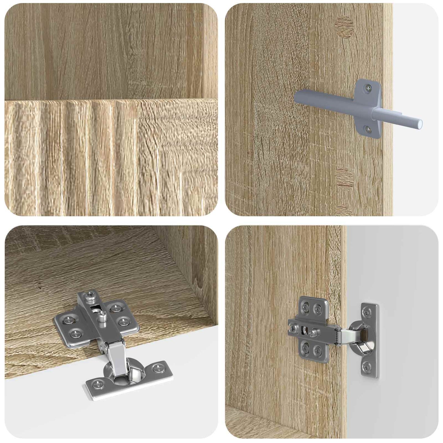 vidaXL 3 Piece LED TV Cabinet Sonoma Oak Engineered Wood