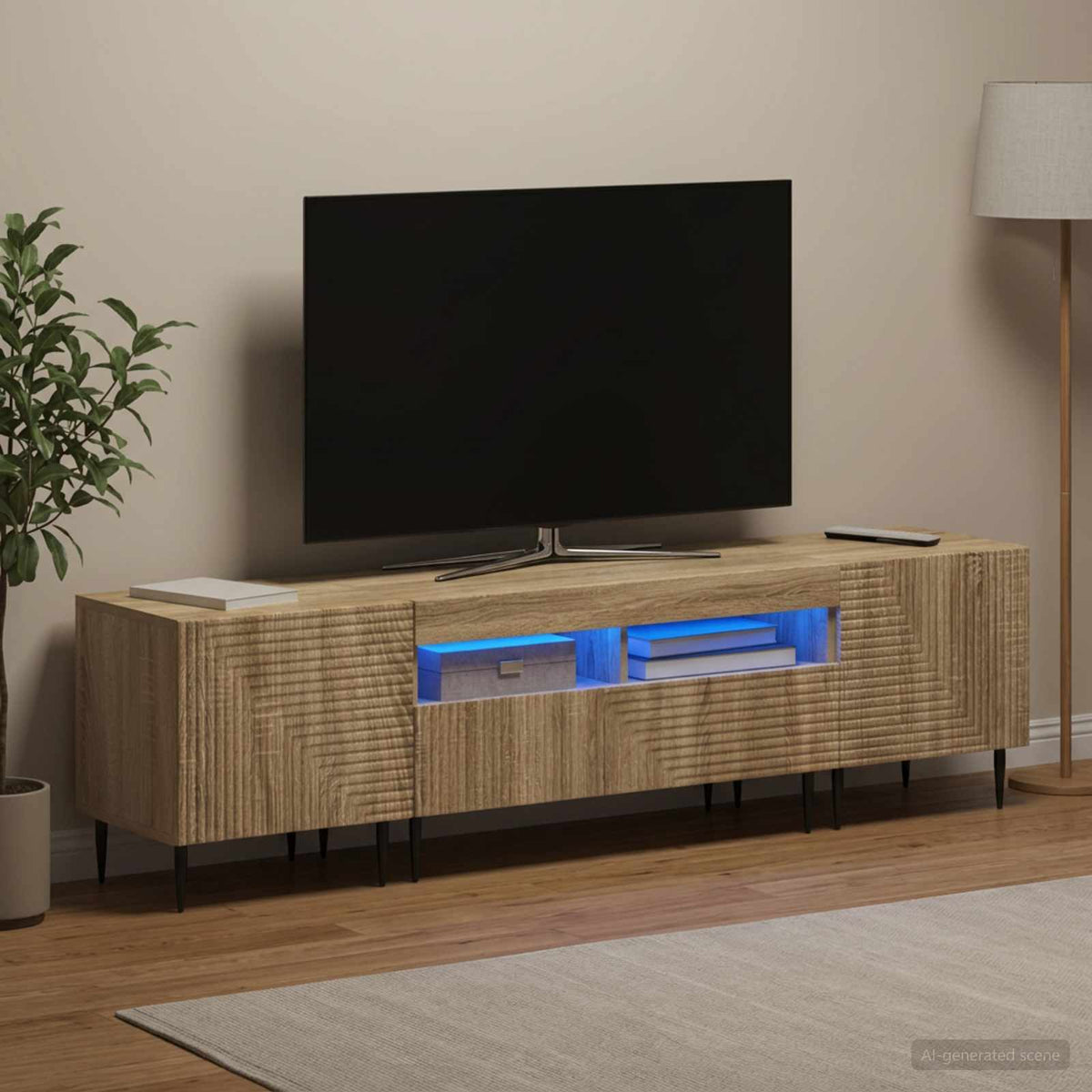 vidaXL 3 Piece LED TV Cabinet Sonoma Oak Engineered Wood