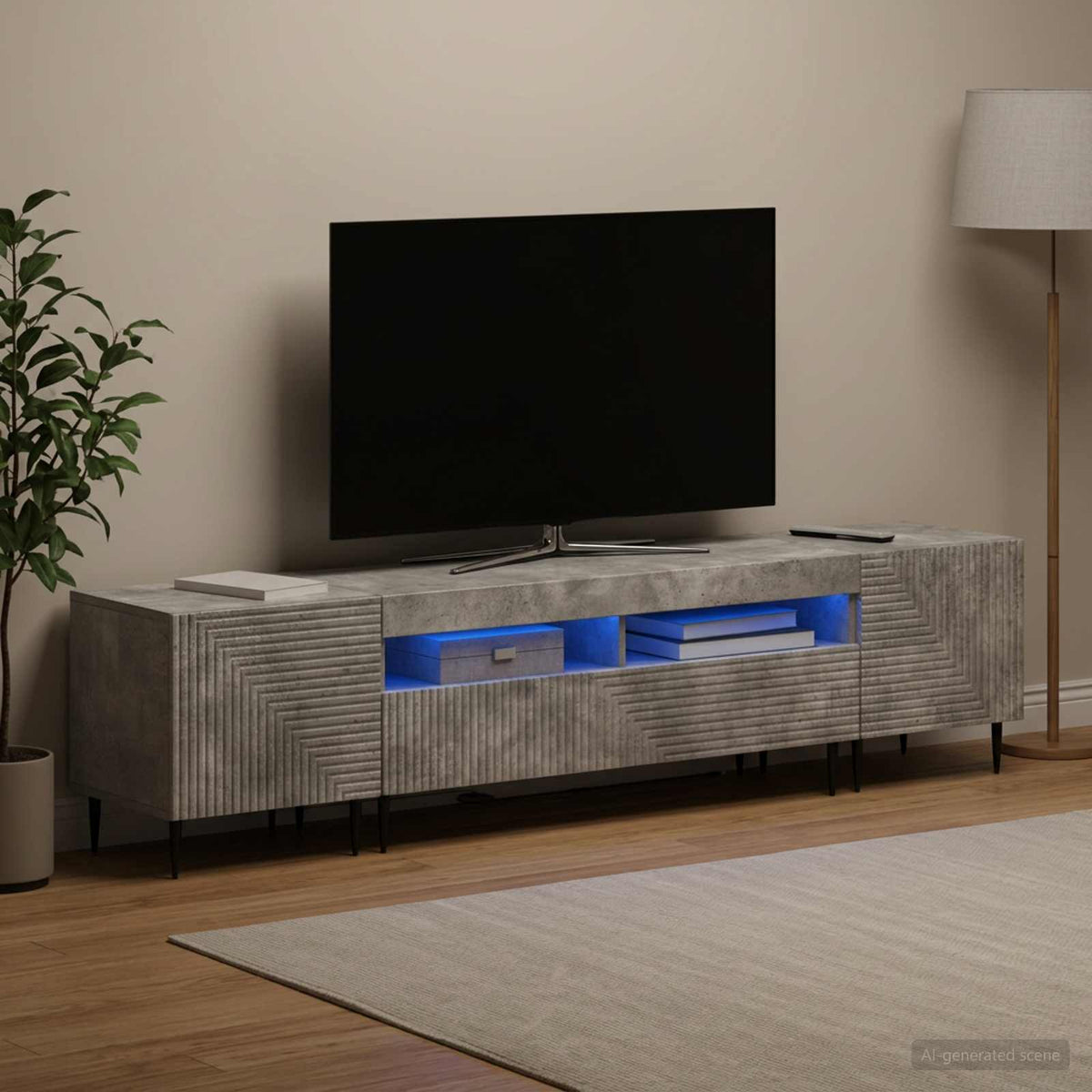 vidaXL 3 Piece LED TV Cabinet Concrete Grey Engineered Wood