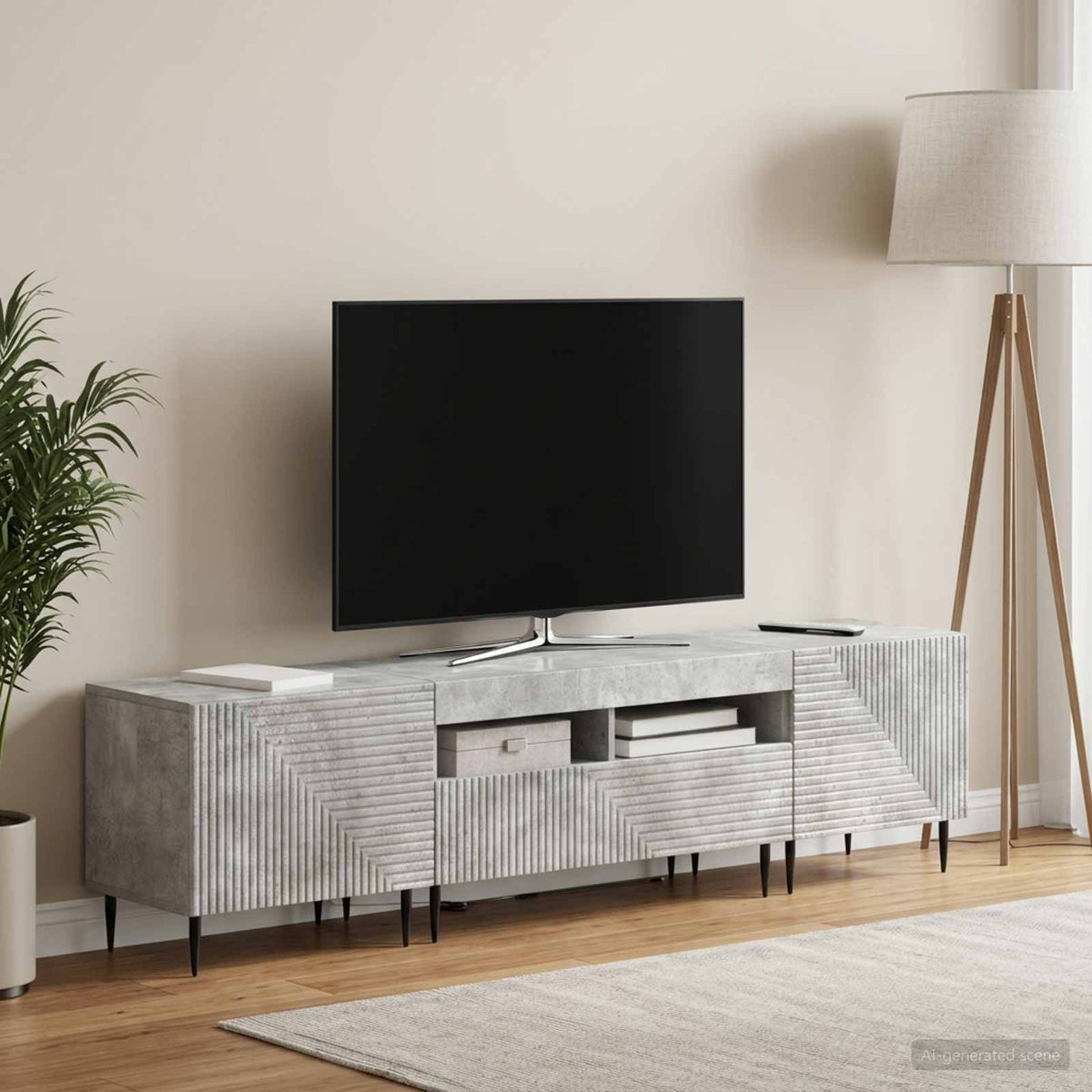 vidaXL 3 Piece LED TV Cabinet Concrete Grey Engineered Wood