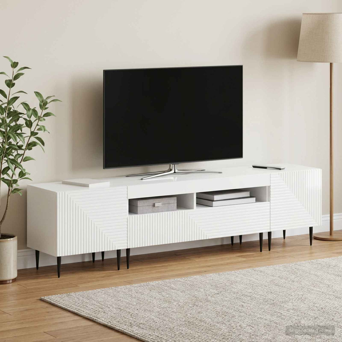 vidaXL 3 Piece LED TV Cabinet High Gloss White Engineered Wood