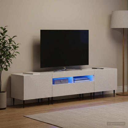 vidaXL 3 Piece LED TV Cabinet High Gloss White Engineered Wood