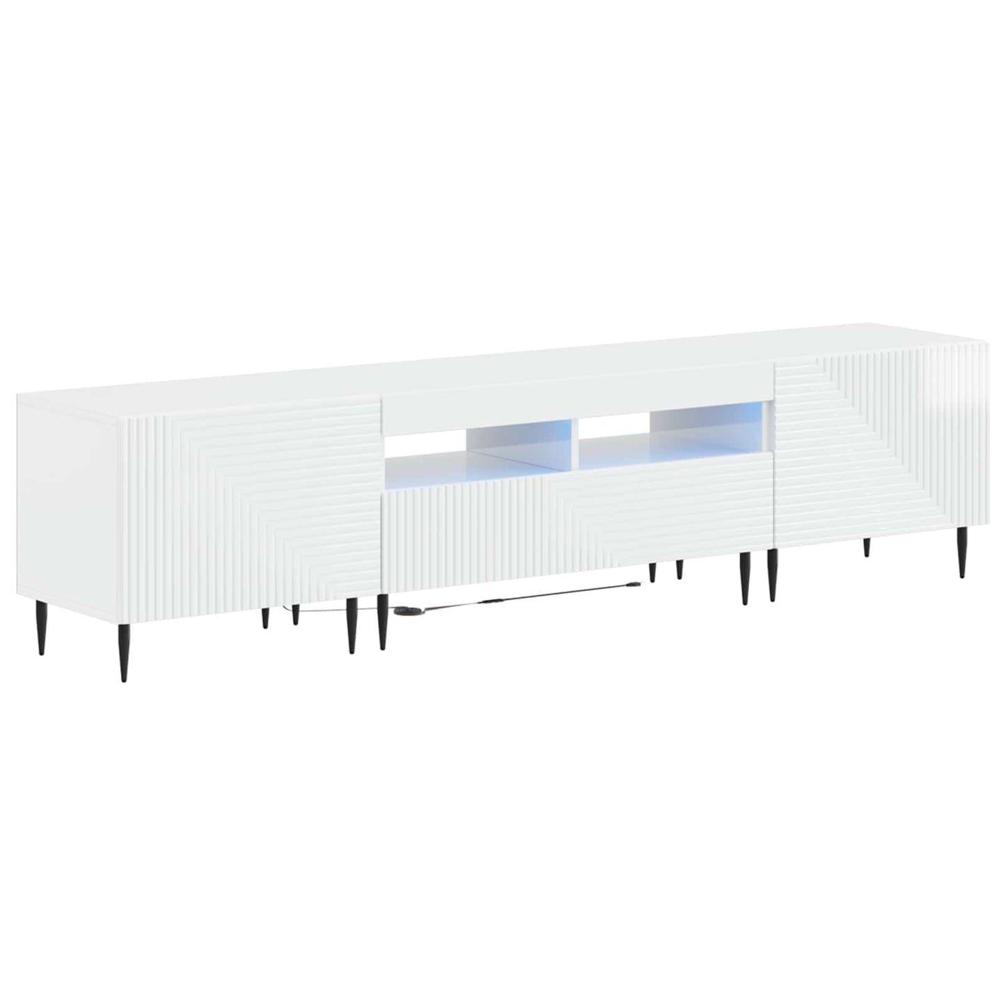 vidaXL 3 Piece LED TV Cabinet High Gloss White Engineered Wood