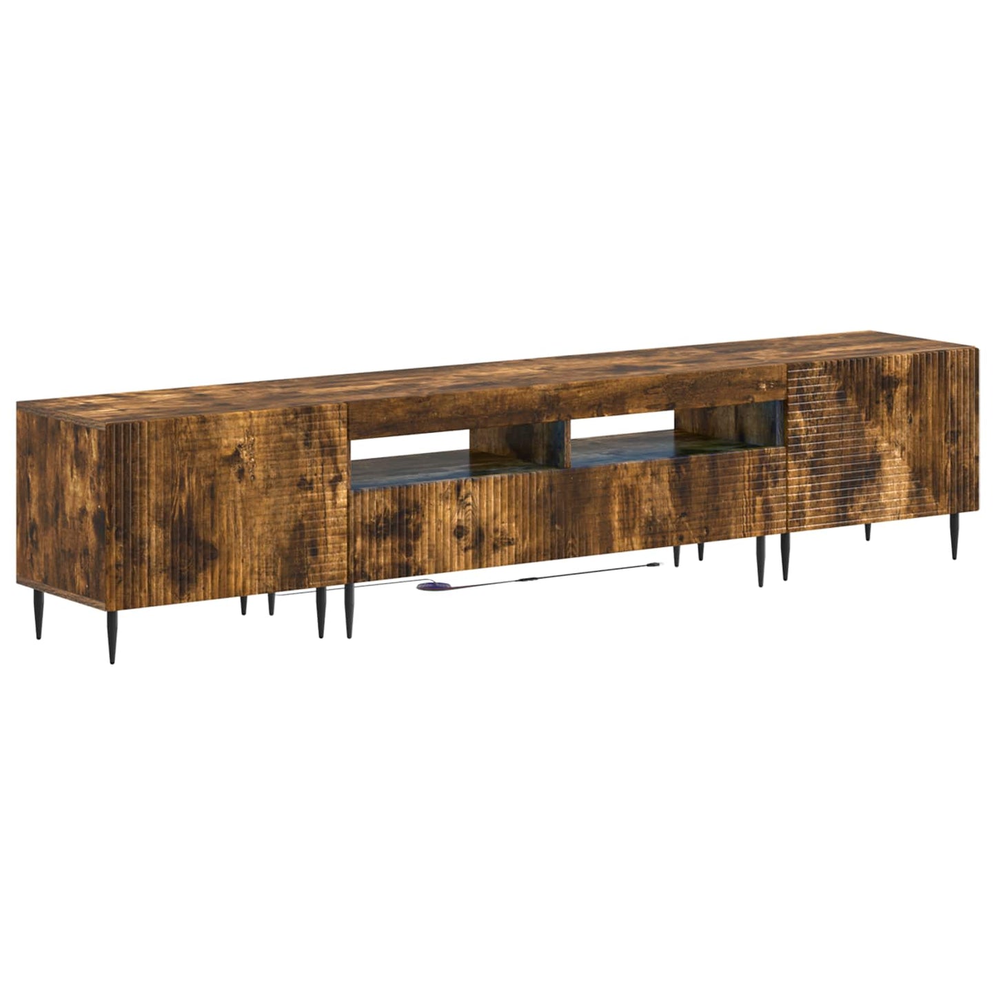 vidaXL 3 Piece LED TV Cabinet Smoked Oak Engineered Wood