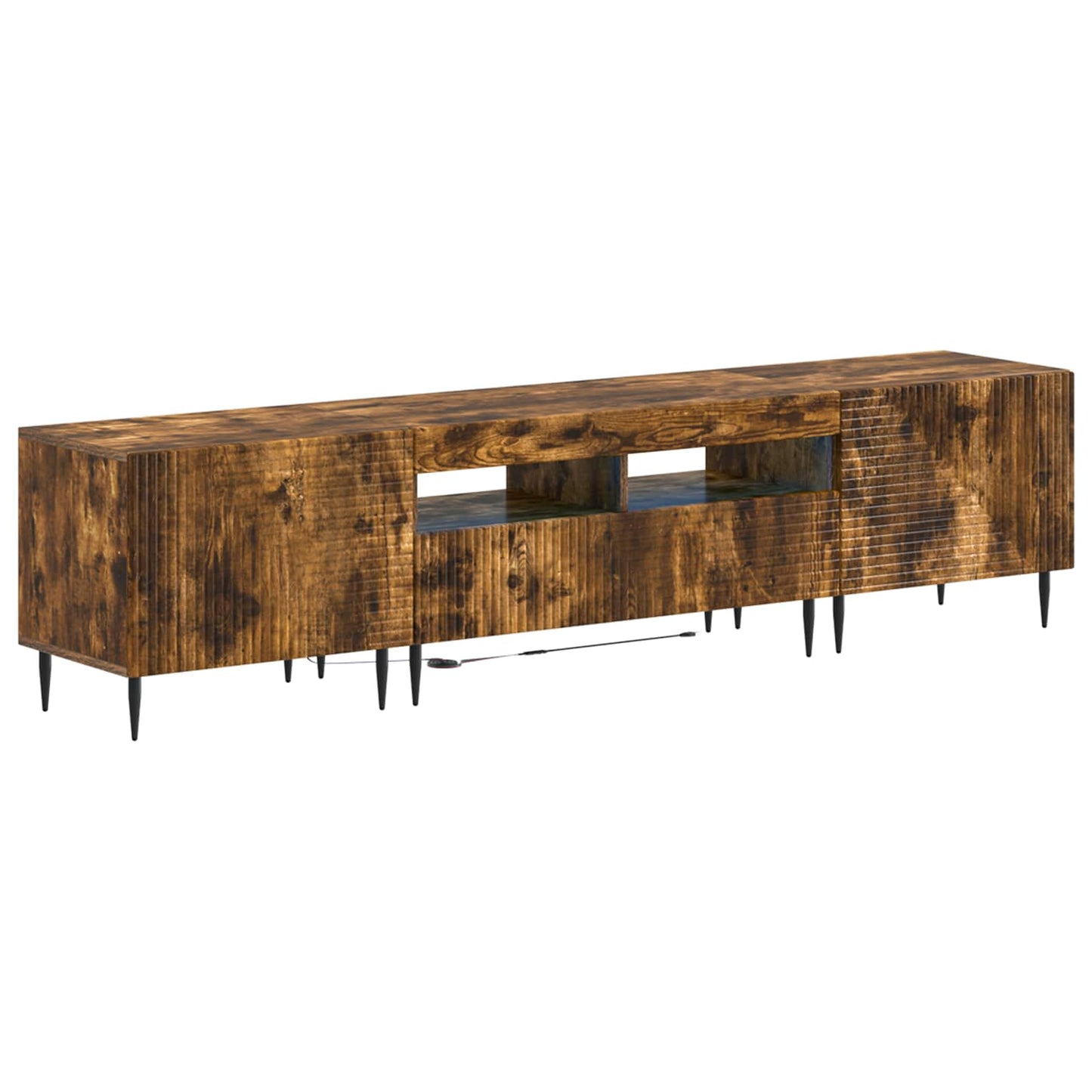 vidaXL 3 Piece LED TV Cabinet Smoked Oak Engineered Wood