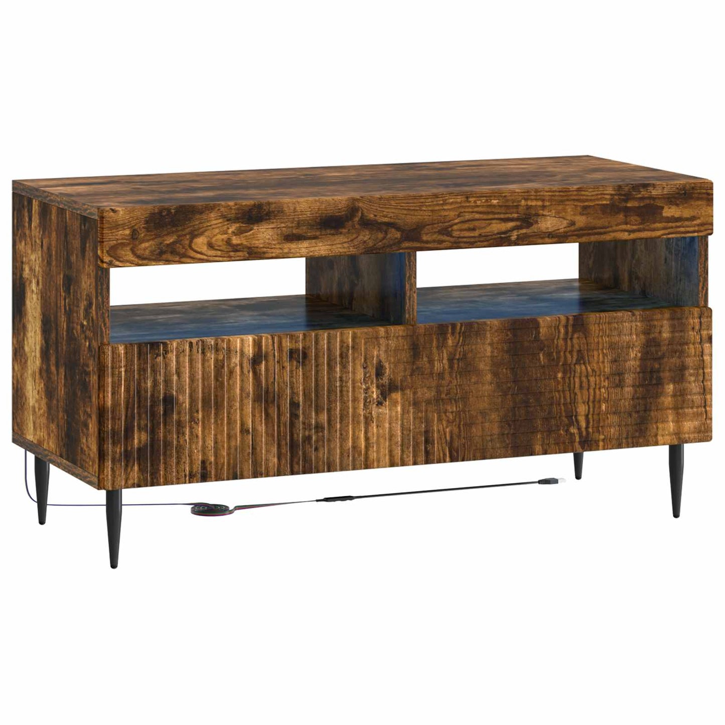 vidaXL 3 Piece LED TV Cabinet Smoked Oak Engineered Wood