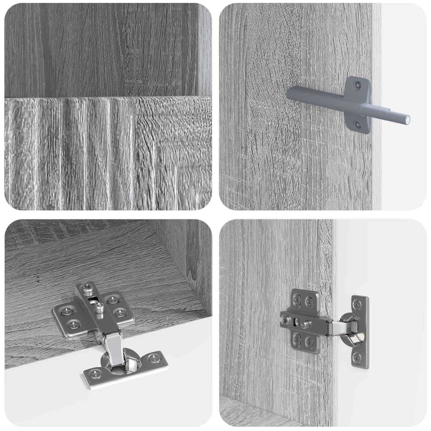 vidaXL 3 Piece LED TV Cabinet Grey Sonoma Engineered Wood