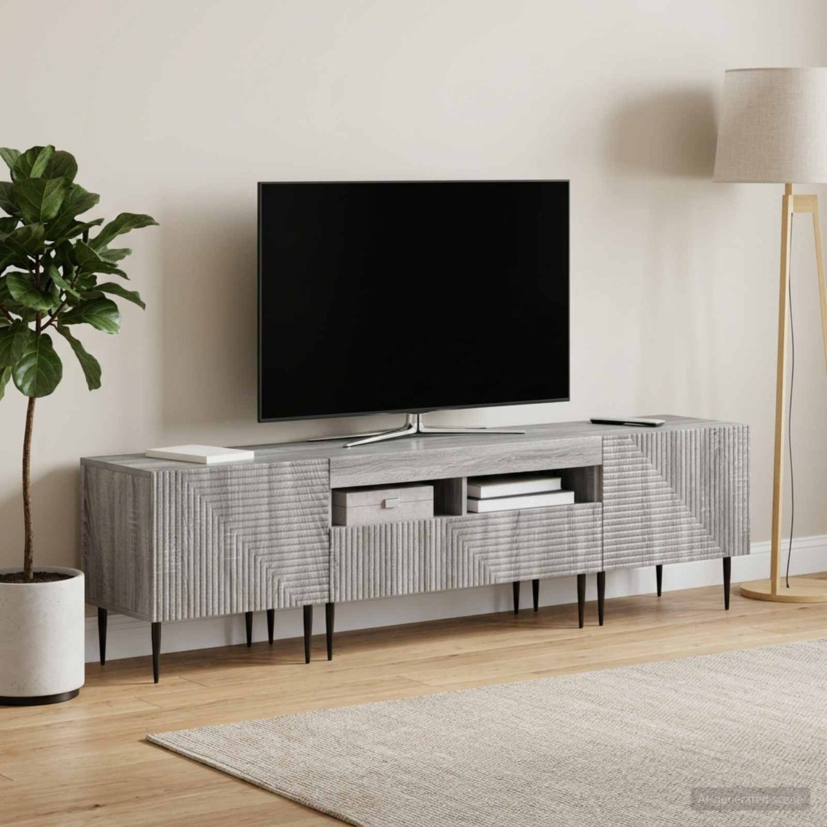 vidaXL 3 Piece LED TV Cabinet Grey Sonoma Engineered Wood