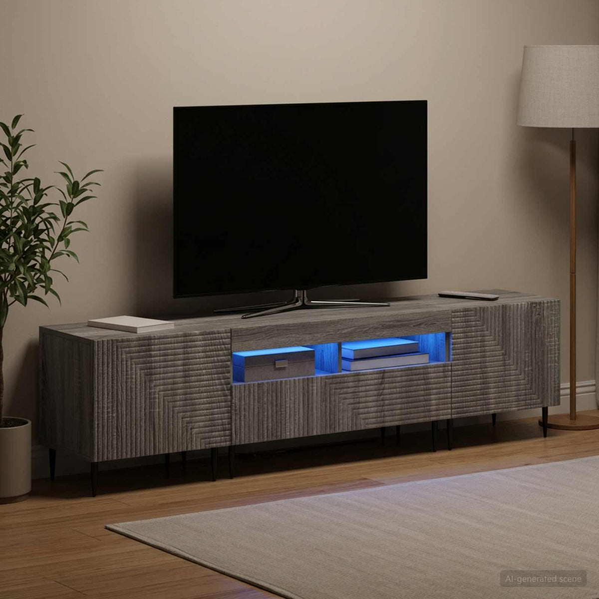 vidaXL 3 Piece LED TV Cabinet Grey Sonoma Engineered Wood