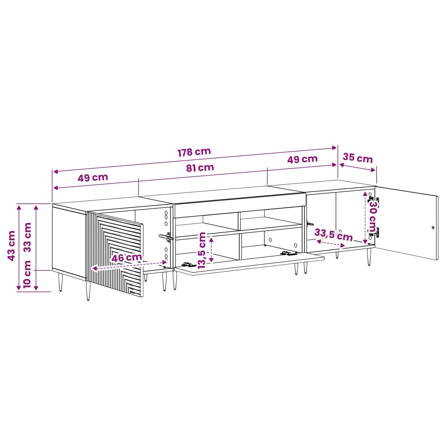 vidaXL 3 Piece LED TV Cabinet Grey Sonoma Engineered Wood