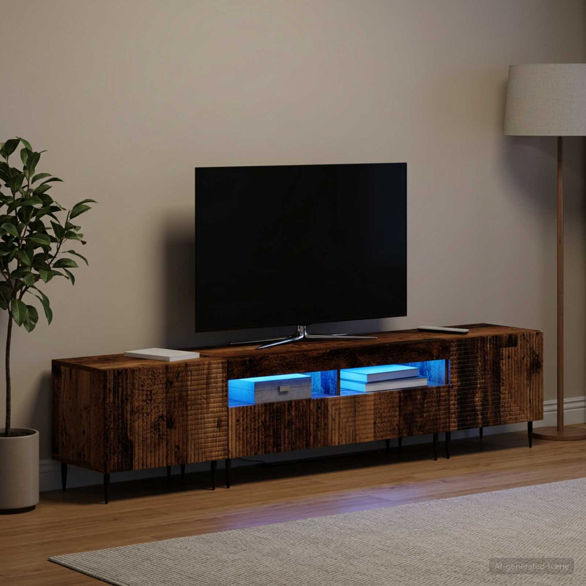 vidaXL 3 Piece LED TV Cabinet Old Wood Engineered Wood
