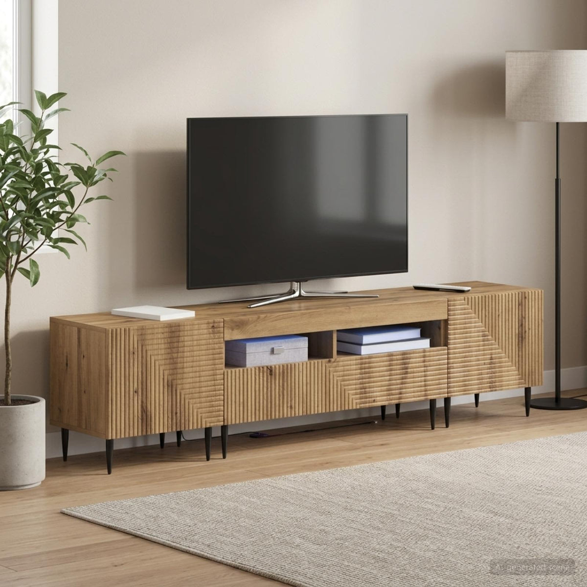 vidaXL 3 Piece LED TV Cabinet Artisan Oak Engineered Wood