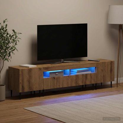 vidaXL 3 Piece LED TV Cabinet Artisan Oak Engineered Wood