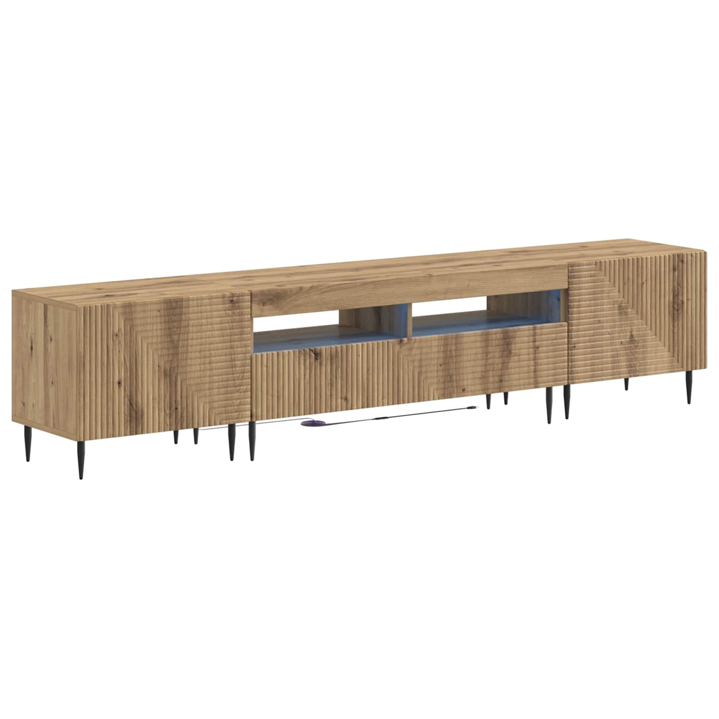 vidaXL 3 Piece LED TV Cabinet Artisan Oak Engineered Wood