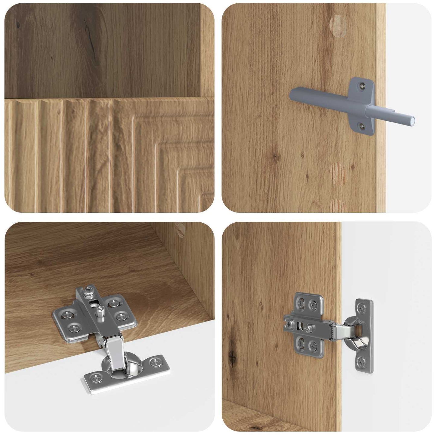 vidaXL 3 Piece LED TV Cabinet Artisan Oak Engineered Wood