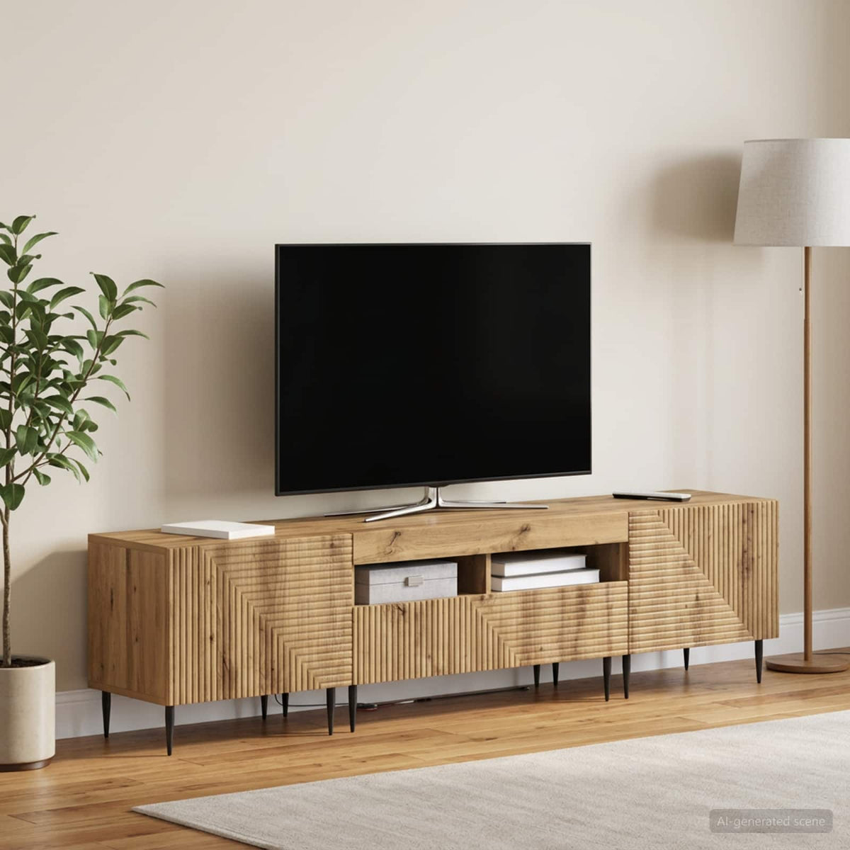 vidaXL 3 Piece LED TV Cabinet Artisan Oak Engineered Wood