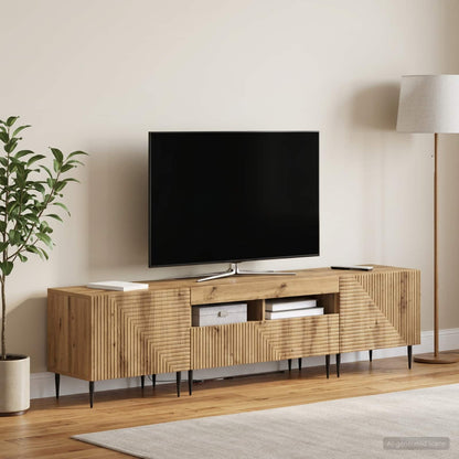 vidaXL 3 Piece LED TV Cabinet Artisan Oak Engineered Wood