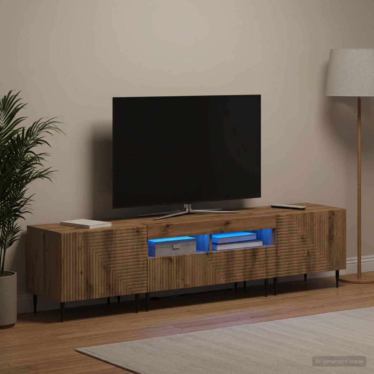 vidaXL 3 Piece LED TV Cabinet Artisan Oak Engineered Wood