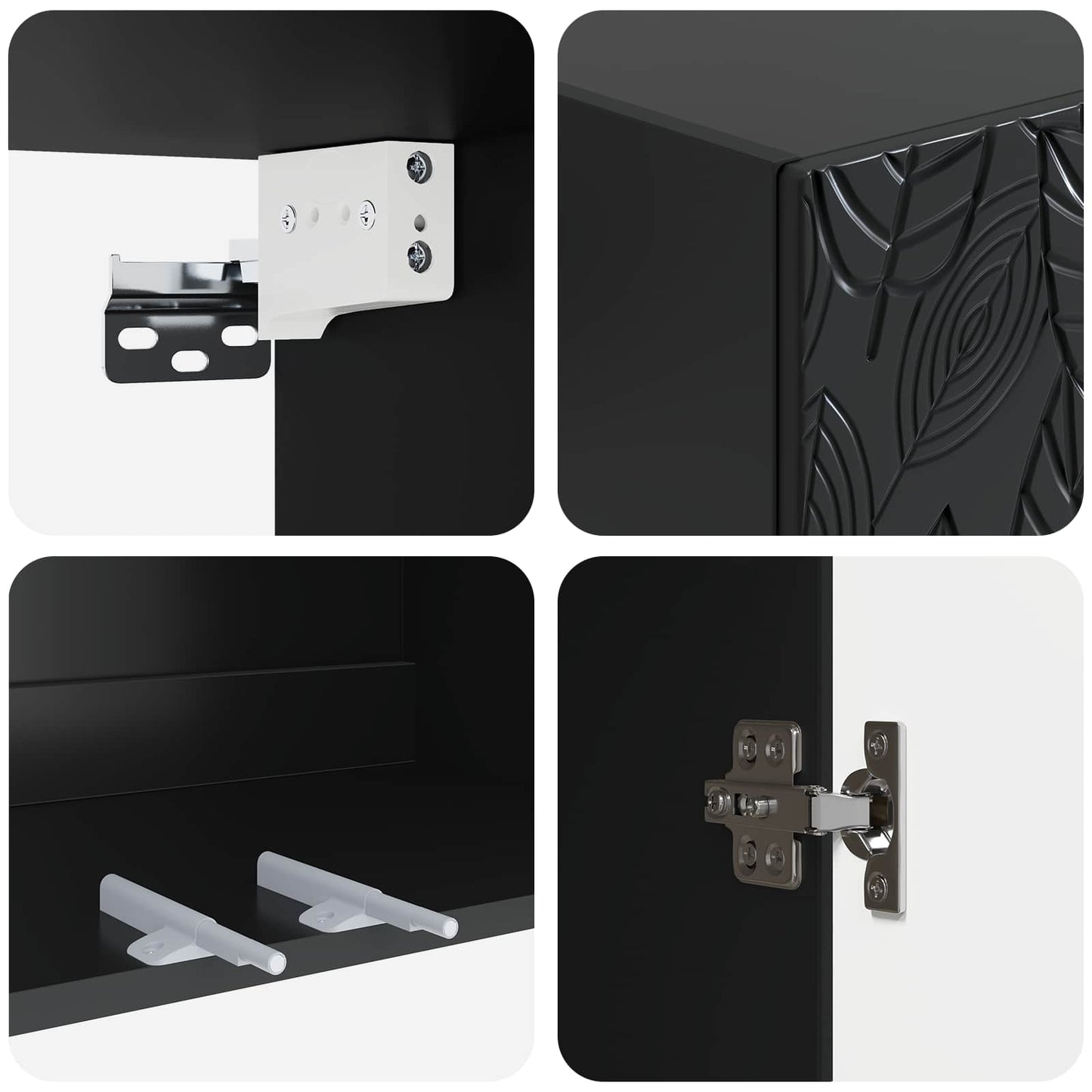 vidaXL Cabinet Set 2 pcs Black Engineered Wood