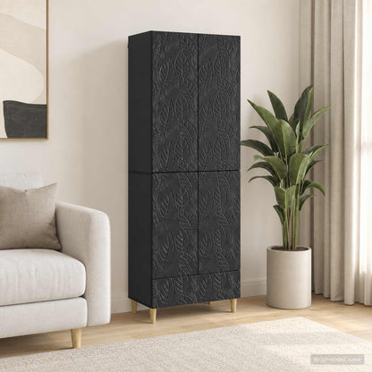 vidaXL Cabinet Set 2 pcs Black Engineered Wood