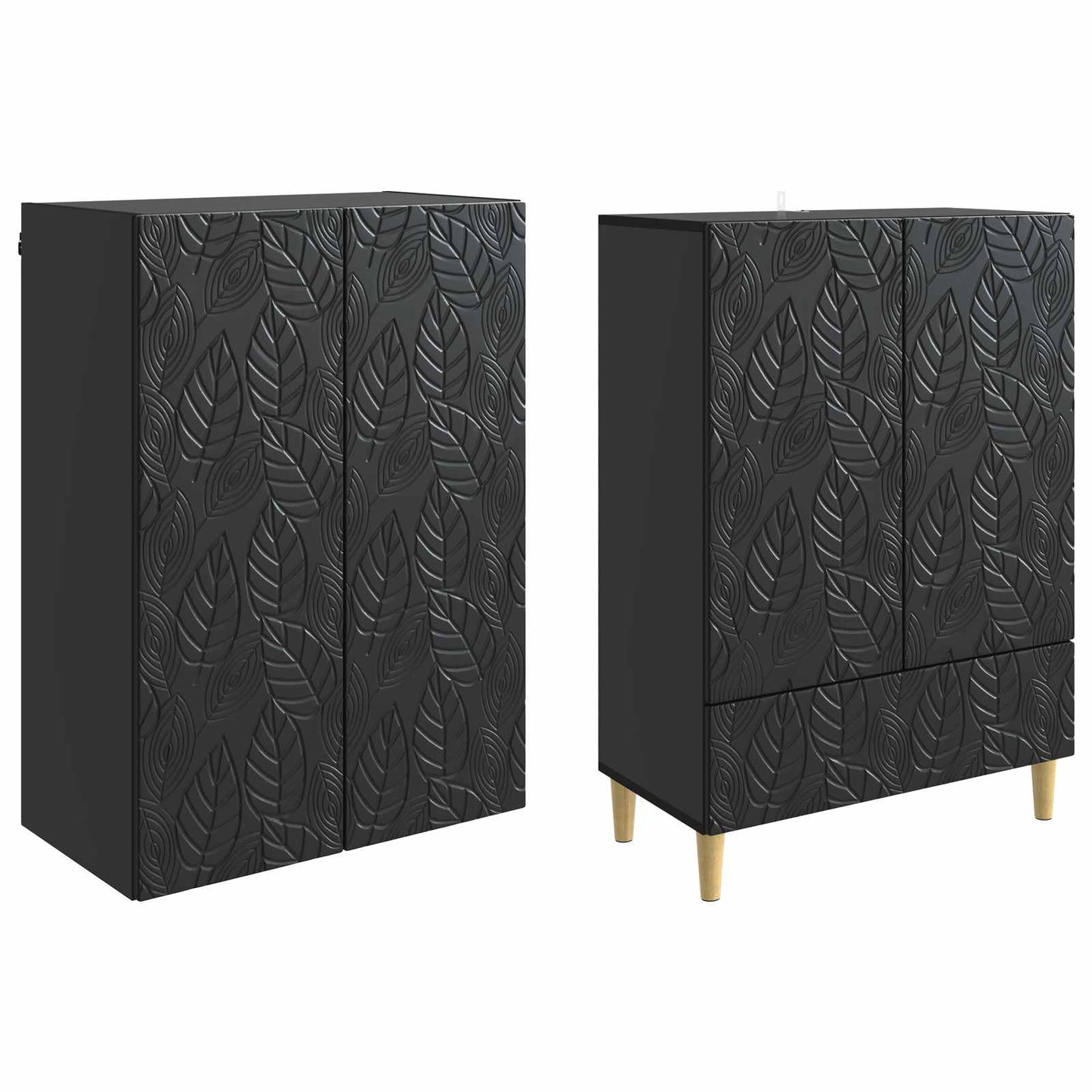 vidaXL Cabinet Set 2 pcs Black Engineered Wood