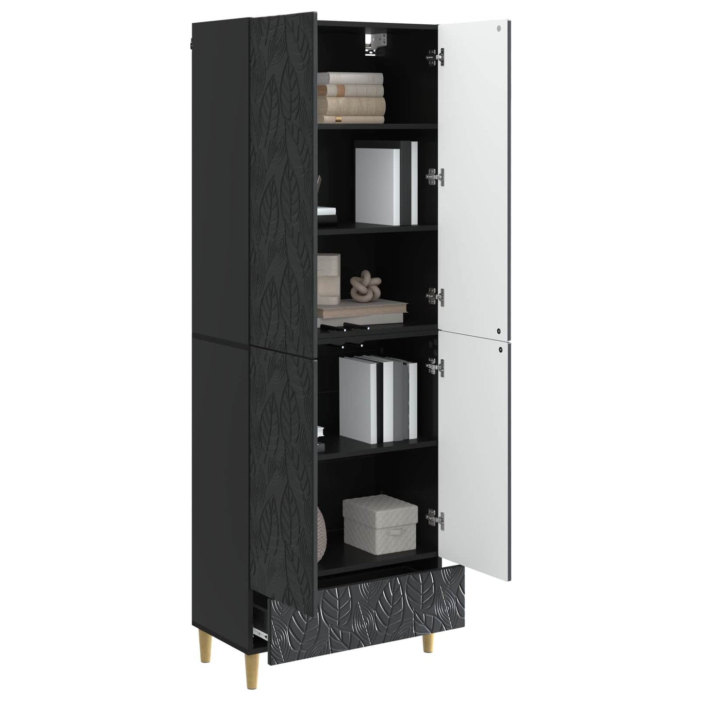 vidaXL Cabinet Set 2 pcs Black Engineered Wood
