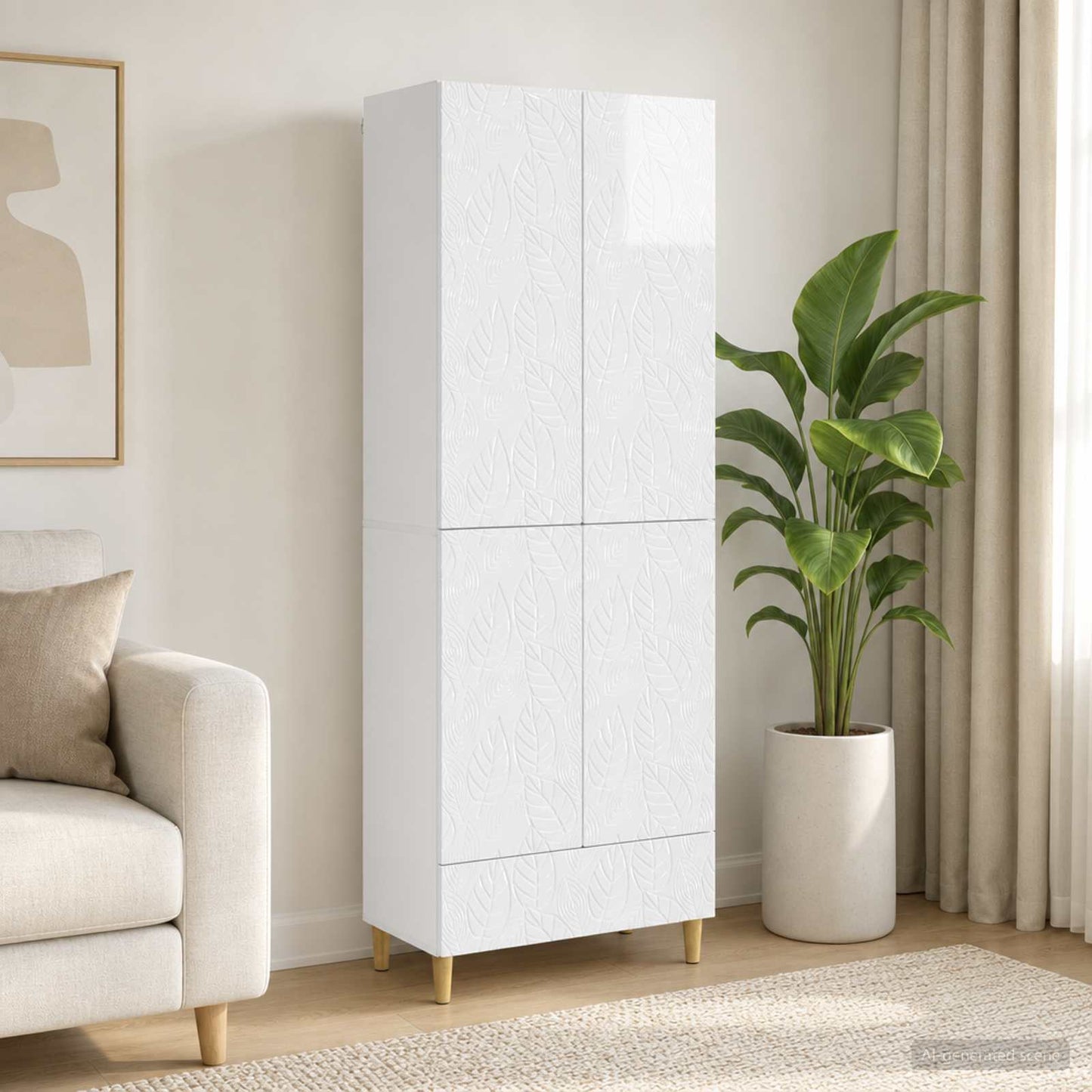 vidaXL Cabinet Set 2 pcs High Gloss White Engineered Wood