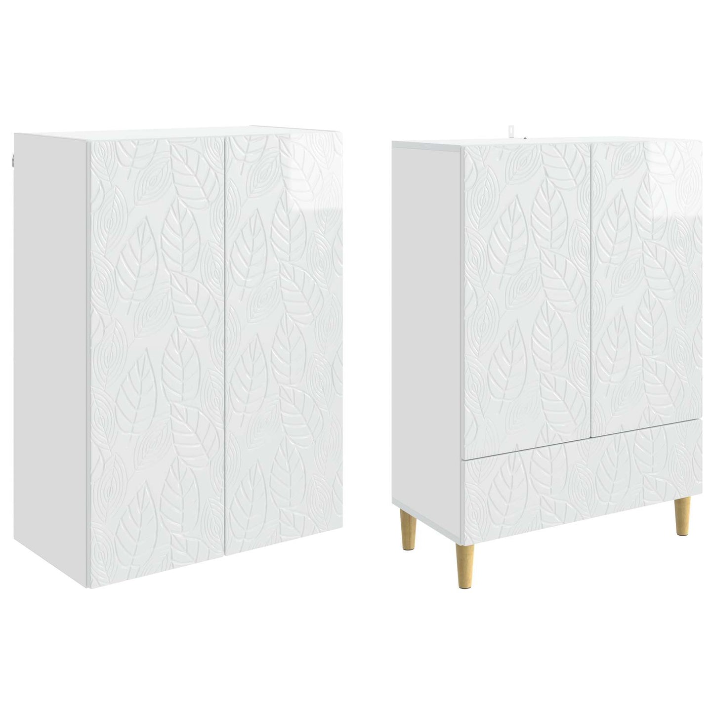 vidaXL Cabinet Set 2 pcs High Gloss White Engineered Wood