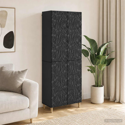 vidaXL Cabinet Set 2 pcs Black Engineered Wood