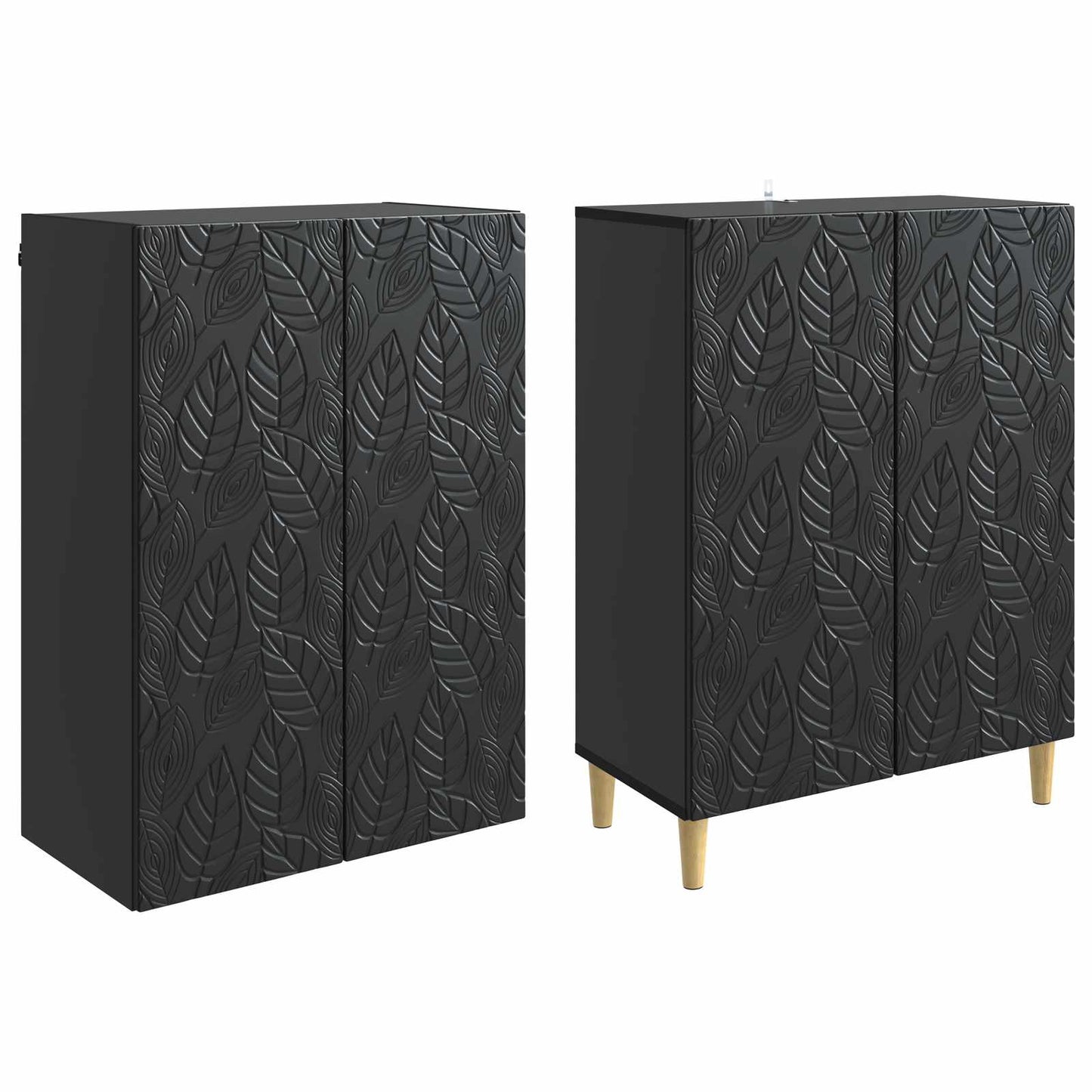vidaXL Cabinet Set 2 pcs Black Engineered Wood