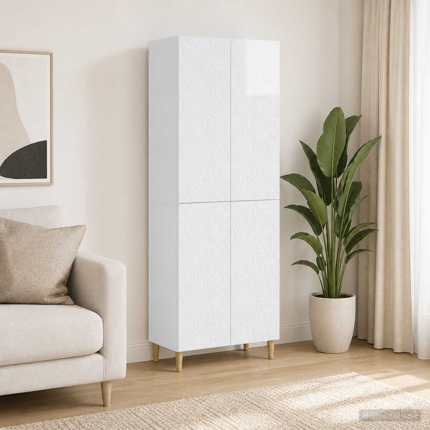 vidaXL Cabinet Set 2 pcs High Gloss White Engineered Wood