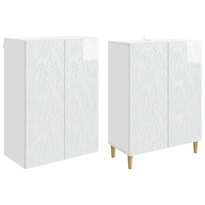 vidaXL Cabinet Set 2 pcs High Gloss White Engineered Wood