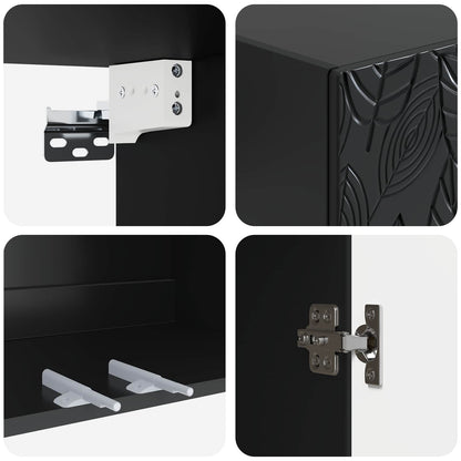 vidaXL Cabinet Set 2 pcs 66 x 34.5 x 90 cm Engineered Wood Black