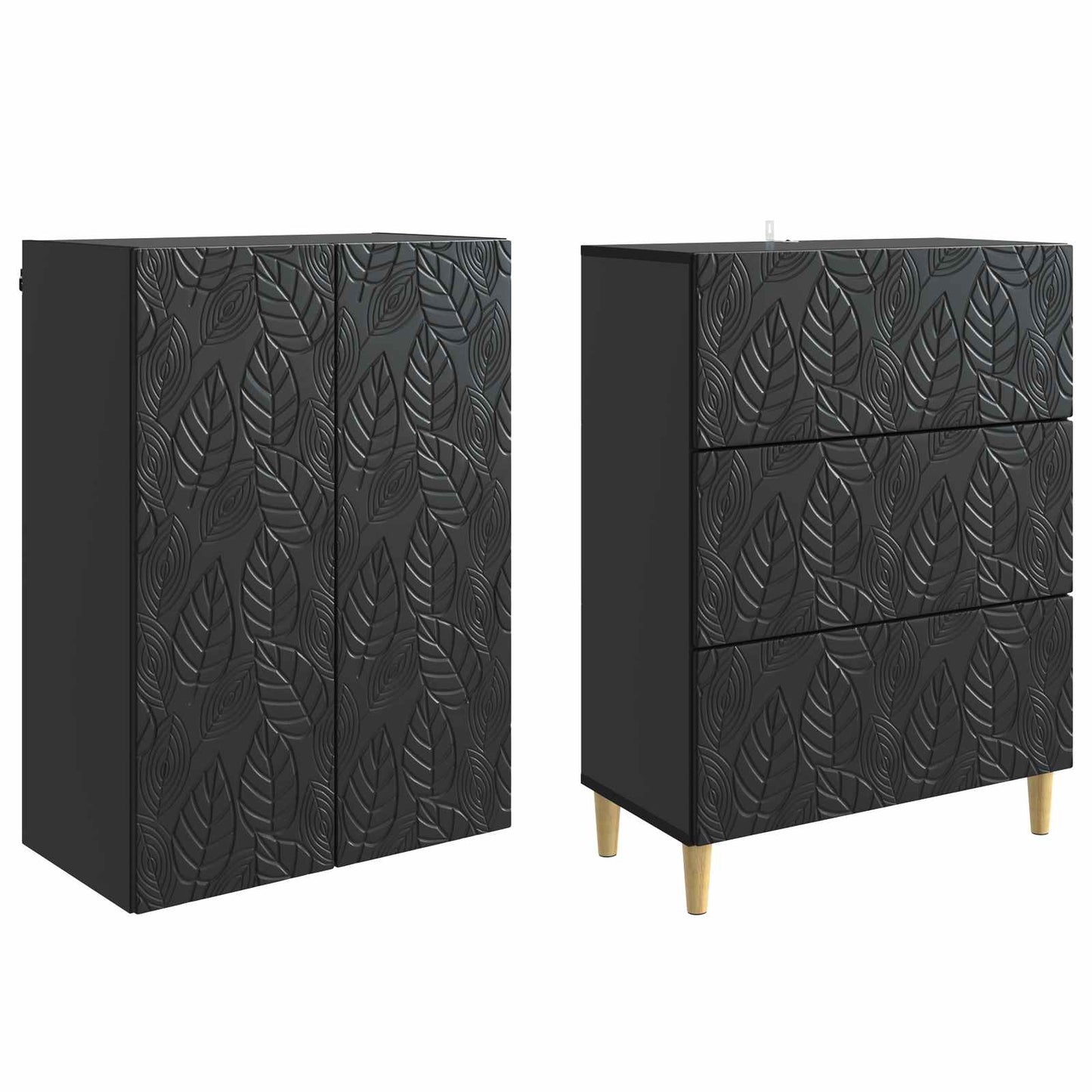 vidaXL Cabinet Set 2 pcs 66 x 34.5 x 90 cm Engineered Wood Black