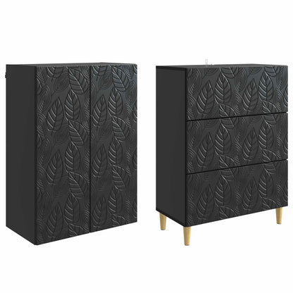 vidaXL Cabinet Set 2 pcs 66 x 34.5 x 90 cm Engineered Wood Black