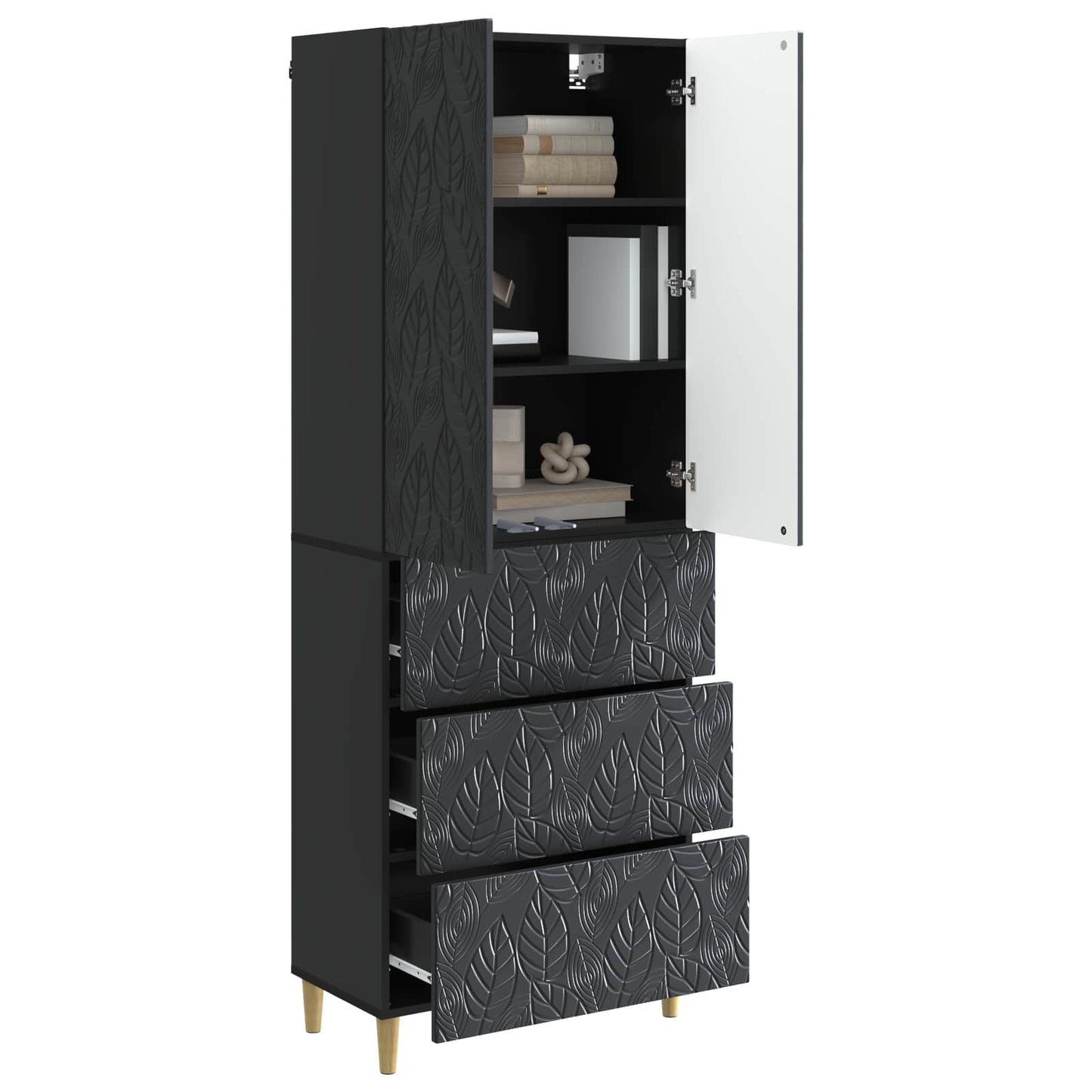 vidaXL Cabinet Set 2 pcs 66 x 34.5 x 90 cm Engineered Wood Black
