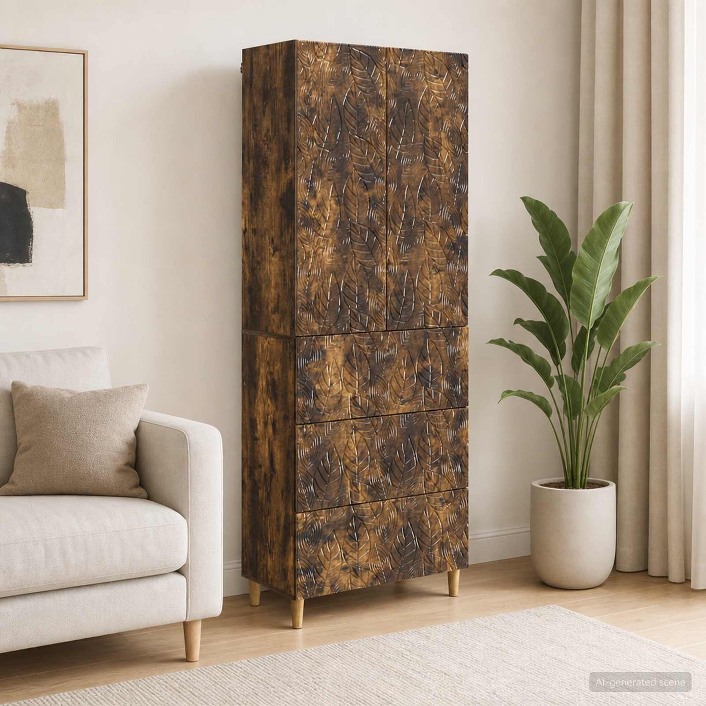 vidaXL Cabinet Set 2 pcs 66 x 34.5 x 90 cm Engineered Wood Smoked Oak