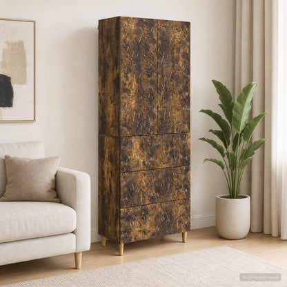 vidaXL Cabinet Set 2 pcs 66 x 34.5 x 90 cm Engineered Wood Smoked Oak