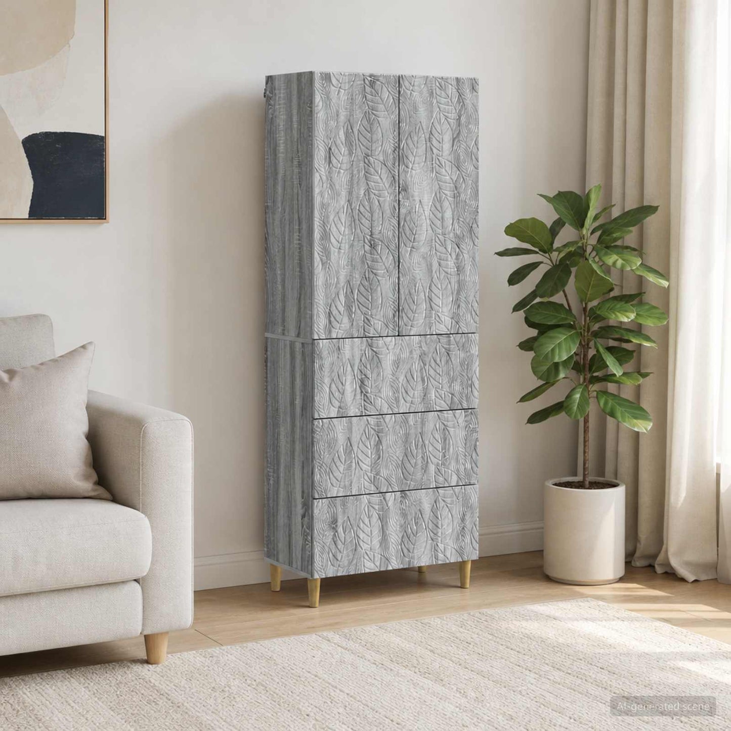 vidaXL Cabinet Set 2 pcs 66 x 34.5 x 90 cm Engineered Wood Grey Sonoma
