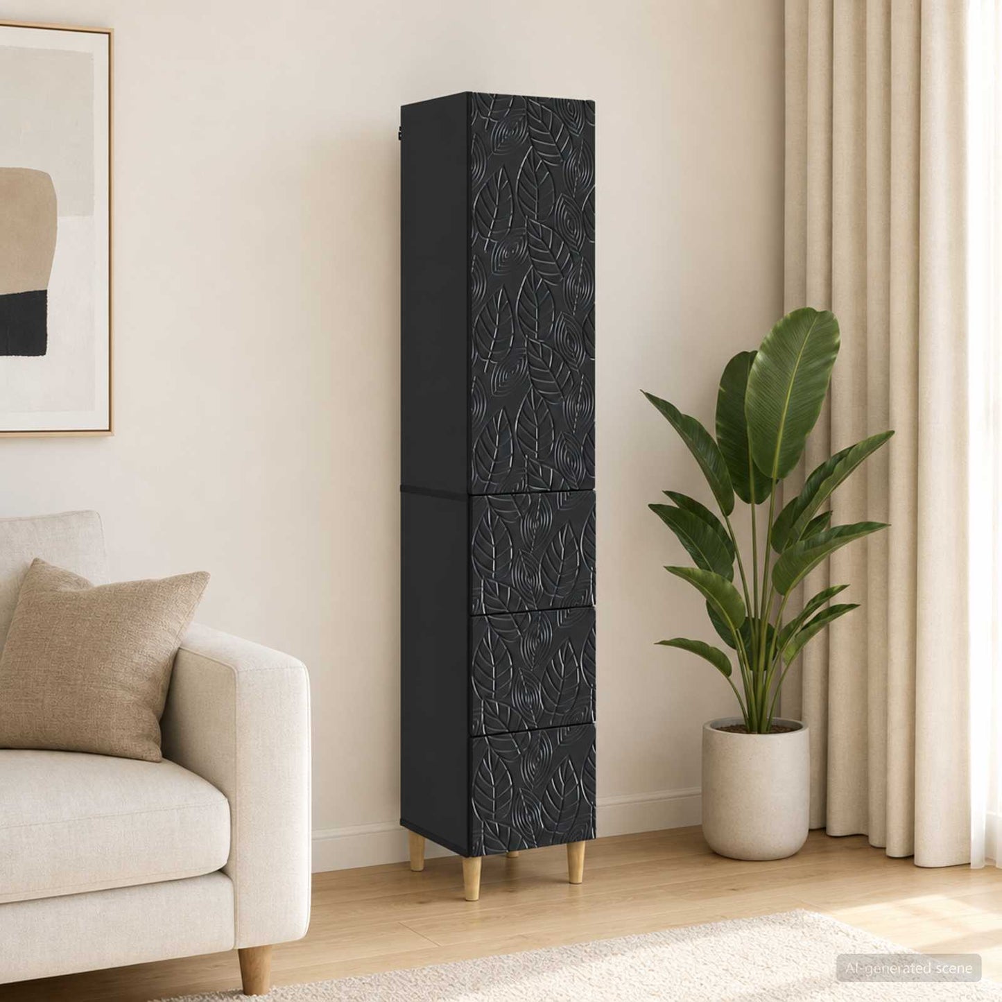 vidaXL Cabinet Set 2 pcs Black 33 x 34.5 x 90 cm Engineered Wood