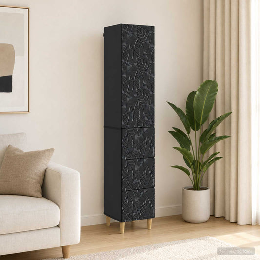vidaXL Cabinet Set 2 pcs Black 33 x 34.5 x 90 cm Engineered Wood