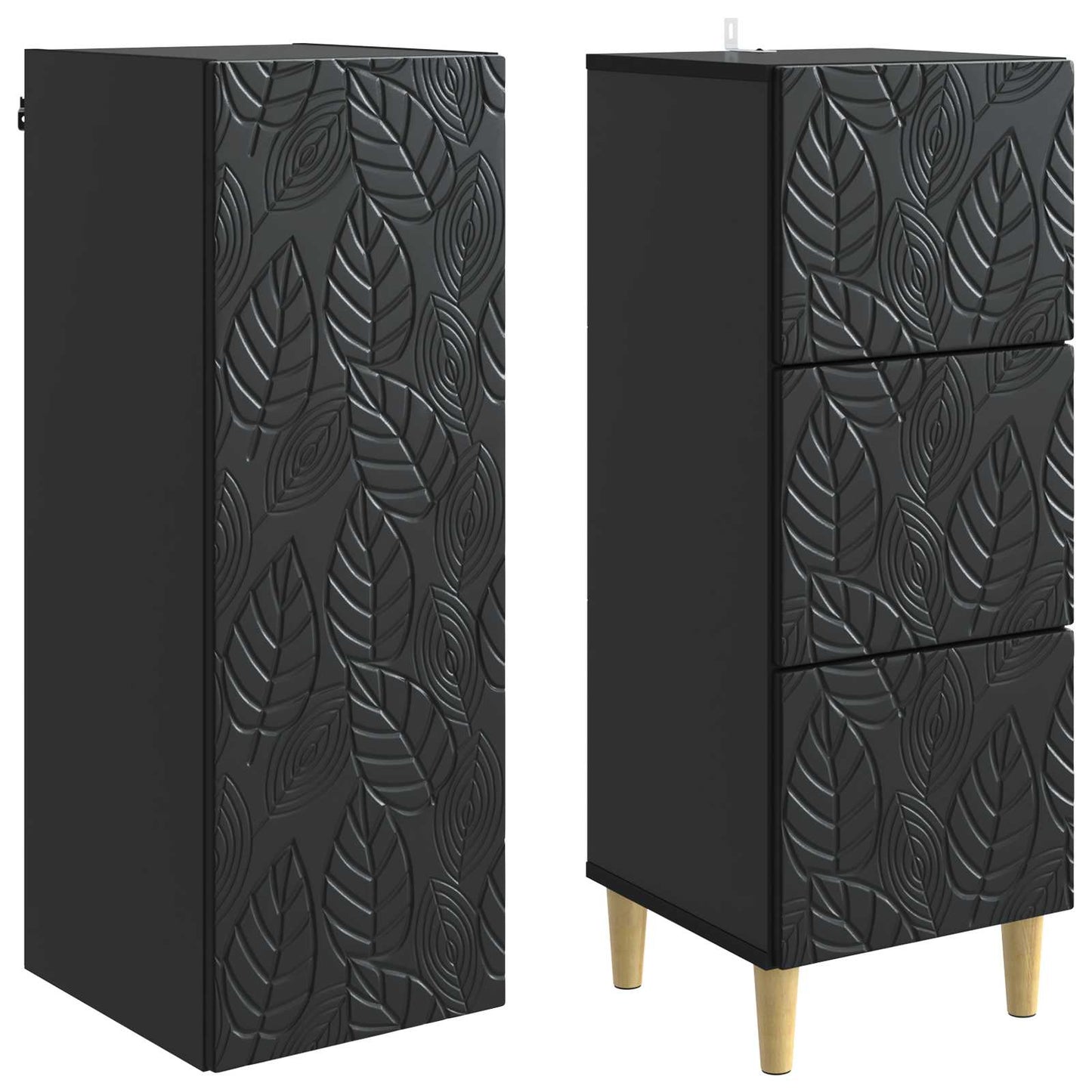 vidaXL Cabinet Set 2 pcs 33 x 34.5 x 90 cm Engineered Wood Black