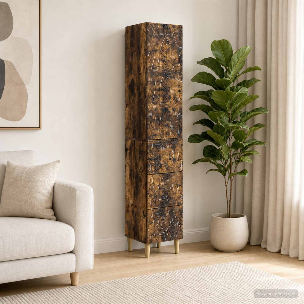 vidaXL Cabinet Set 2 pcs 33 x 34.5 x 90 cm Engineered Wood Smoked Oak