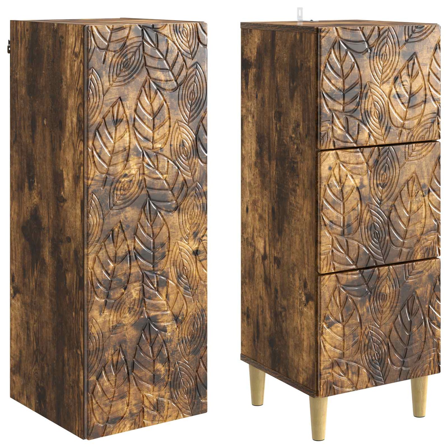 vidaXL Cabinet Set 2 pcs 33 x 34.5 x 90 cm Engineered Wood Smoked Oak