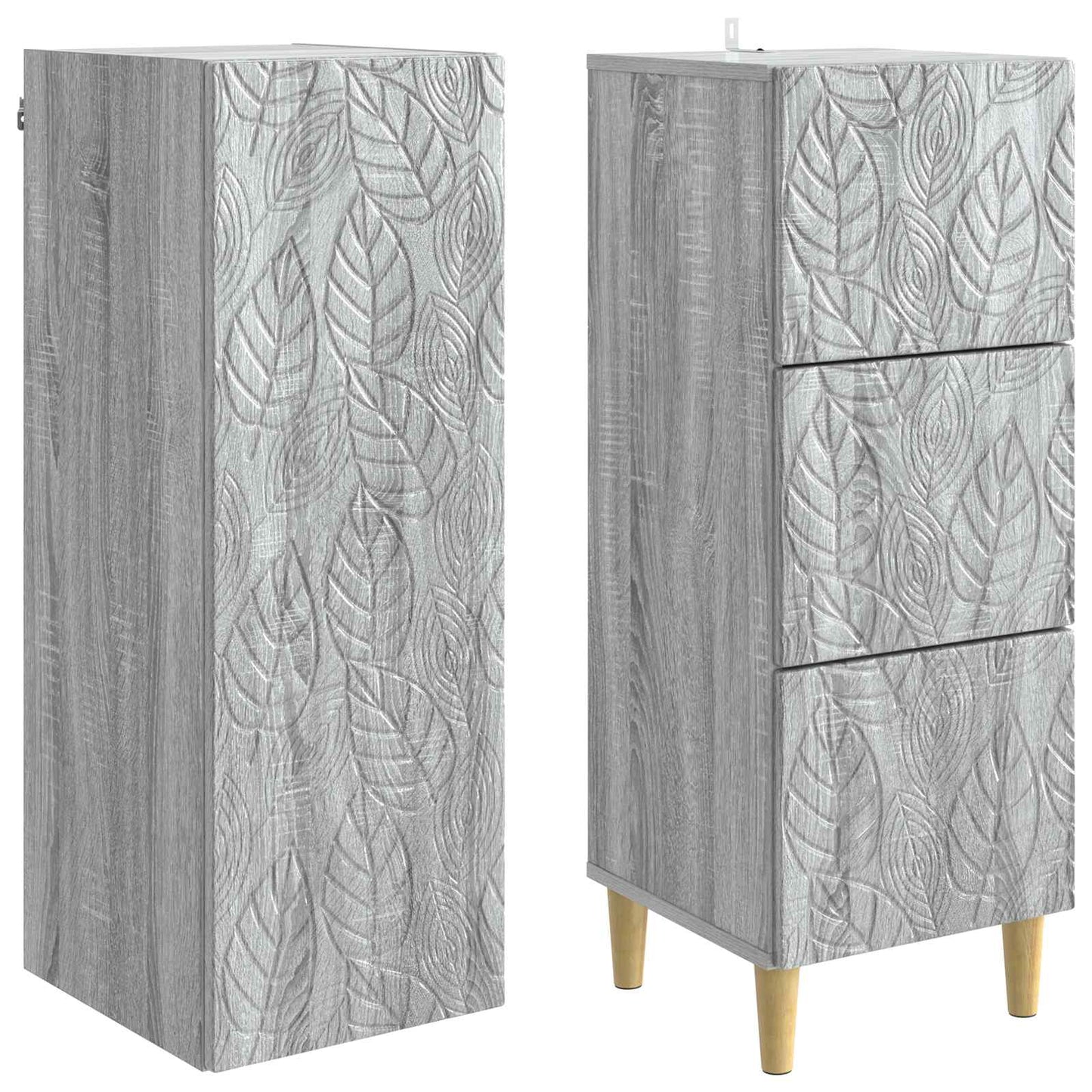 vidaXL Cabinet Set 2 pcs 33 x 34.5 x 90 cm Engineered Wood Grey Sonoma